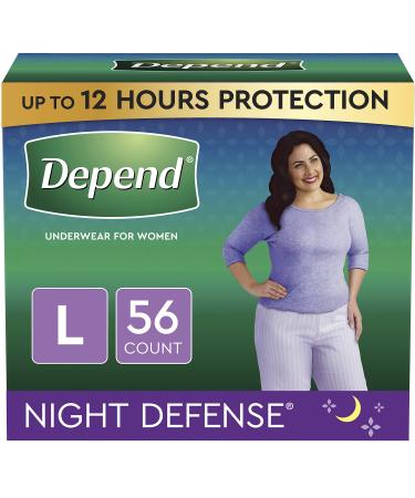 Depend Night Defense Adult Incontinence Underwear for Women, Disposable, Overnight, Large, Blush, 56 Count (4 Packs of 14) (Packaging May Vary) 1 Count (Pack of 56)