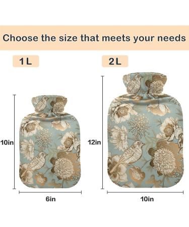 Naanle Flowers Bird Hot Water Bottle - 1L Transparent Heat Therapy for Pain Relief | Warm & Cold Use for Bed & Hand/Foot - Buy Online on GoSupps.com