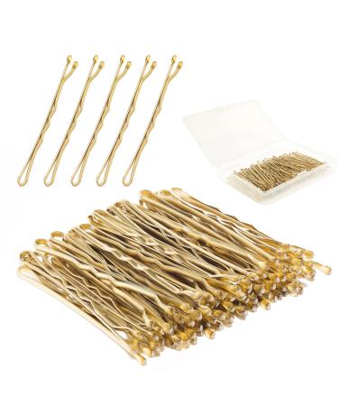 Bellure 200 Pcs Blonde Bobby Pins with Storage Box Kirby Hair Grips (5.5cm/2.2 in) Hair Pins Good for All Types of Hair Styling Needs for Girls Women & Hair Salons