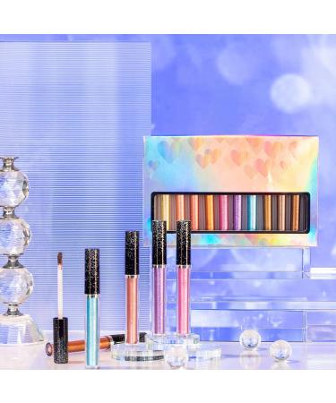 12 Colors Liquid Glitter Eyeshadow Set - Waterproof Long-Lasting Metallic Pigment Makeup Kits - Buy Online on GoSupps.com