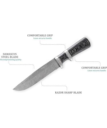 Perkin Bowie Damascus Hunting Knife with Sheath - Premium Quality International Shipping - Buy Online on GoSupps.com