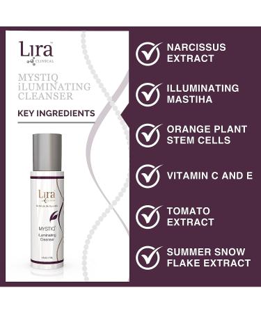 Lira Clinical Mystiq iLuminating Cream Cleanser - Hydrating Facial Wash with Plant Cells, Tomato Extract, Vitamin C & E - 6 fl oz - Buy Online on GoSupps.com