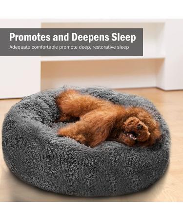 BEAUTYHB Calming Dog and Cat Bed - Anti Anxiety Round Fluffy Bed for Small, Medium, Large Pets - Warm & Washable - 24'' Medium Size - Dark Blue - Buy Online on GoSupps.com