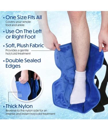 Large Foot Ankle Ice Pack Wrap for Achilles Tendonitis & Plantar Fasciitis Relief - Hot Cold Therapy Gel Pack with Plush Lining and Strap - Mother's Day Gift - Buy Online on GoSupps.com