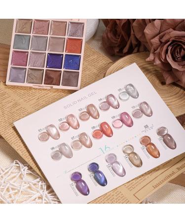  G n rique Solid Gel Nail Polish Palette - Magnetic Colors Shimmering Finish | 16 Shades Semi-Permanent Paint Set Used During Elegant Manicure Artistic Creations and - Buy Online on GoSupps.com