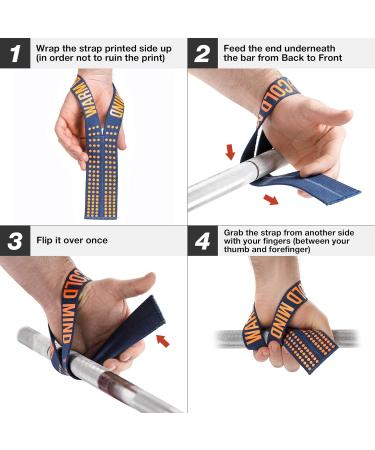 Warm Body Cold Mind V1 Lifting Straps | Olympic Weightlifting Gear for Strength Training Bodybuilding CrossFit & Gym - Wrist Wraps in Marine/Orange - Buy Online on GoSupps.com