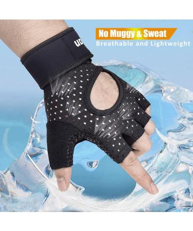 iHuan Breathable Fingerless Weight Lifting Gloves with Wrist Support - Black XS - Buy Online on GoSupps.com