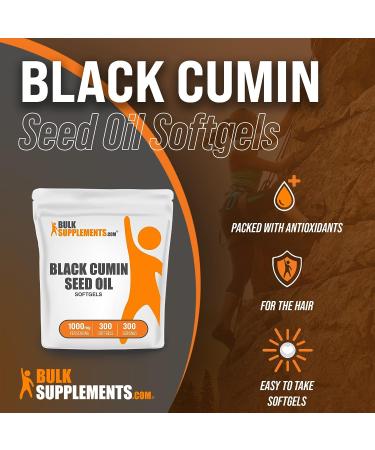 Black Cumin Seed Oil Softgels - 1000mg per Softgel - Nigella Sativa Capsules - 300 Count - Buy Online on GoSupps.com