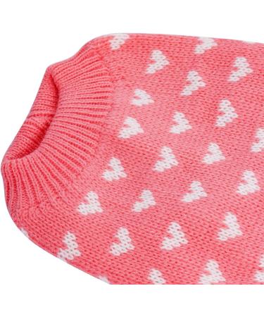 Pink Heart Dog Knitted Sweater for Small Cats and Dogs - Warm Holiday Pet Clothes - Buy Online on GoSupps.com