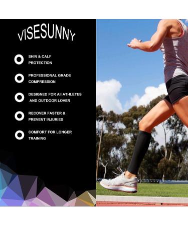 Visesunny Black Cat Compression Leg Sleeves - Shin Splint & Calf Pain Relief for Men, Women, Runners & Youth - Buy Online on GoSupps.com