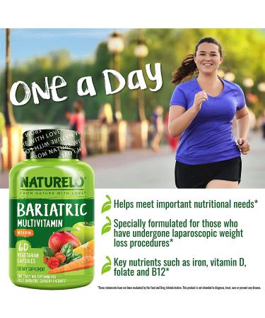 NATURELO Bariatric Multivitamin with Iron - 60 Vegetarian Capsules for Optimal Health - Buy Online on GoSupps.com