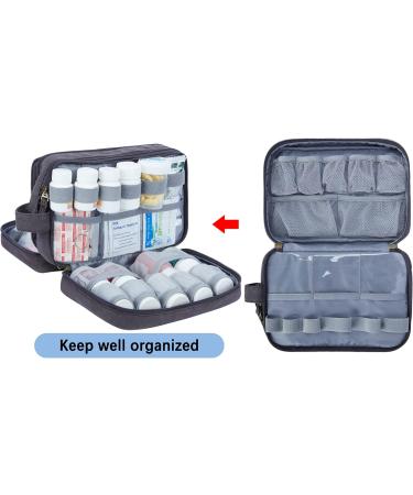 Leudes Medical Bag: Canvas Travel Pill Organizer for Medication & Supplements - Medium Dark Grey - Buy Online on GoSupps.com