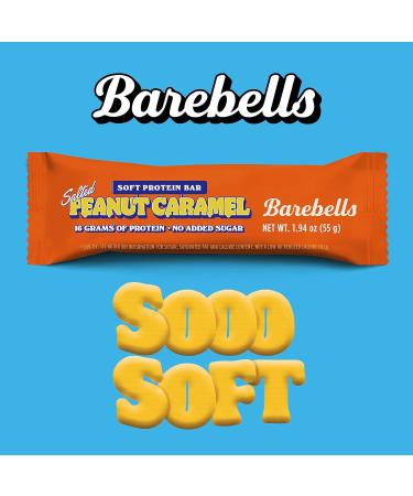 BAREBELLS Soft Protein Bars Salted Peanut Caramel - 12 Count Pack of 2 - Protein Snacks with 16g of High Protein - Chocolate Protein Bar with 2g of Total Sugars - Soft Protein Snack & Breakfast Bars - Buy Online on GoSupps.com