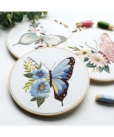 Myfelicity Butterfly Embroidery Kits for Beginners - 3 Fabrics, Threads, Hoops & Instructions - Buy Online on GoSupps.com