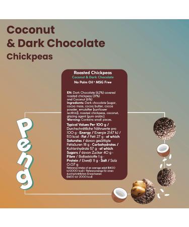 Peng Roasted Chickpeas Snack (12 x 30g) - Healthy High Protein Plant-Based Double Roasted Chickpeas Snack (Coconut & Dark Chocolate) - Buy Online on GoSupps.com