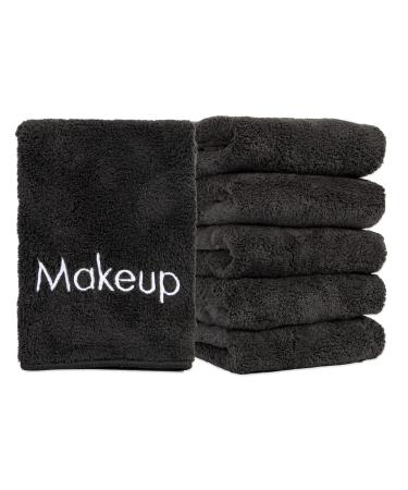 Arkwright Microfiber Makeup Remover Cloths (13x13, 6-Pack, Black) - Soft Coral Fleece Makeup Washcloths Black 13x13 Inch (Pack of 6)