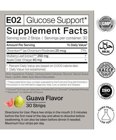 BIOSTRIPS Glucose Support | Natural Appetite Suppressant with Reducose & Chromium | Healthy Glucose Metabolism Support for Energy Carb Management & Weight Loss | Sugar-Free Dissolving Strips | 60 Ct - Buy Online on GoSupps.com