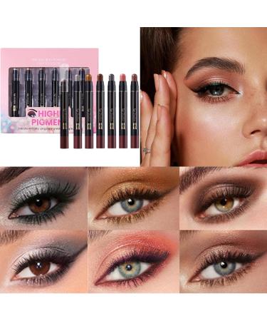 6 Pcs Eyeshadow Stick Shining Eye Pencil Makeup Water Resistant Long Lasting Beauty Care - Buy Online on GoSupps.com