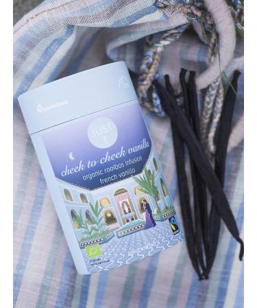 JUST T Cheek to Cheek Vanilla Premium Loose Leaf Tea (125g) | Organic Rooibos Tea Infused with French Vanilla | Organic Loose Tea High-Grown Tea in a Sustainable Storage Tin for All Tea Lovers Cheek to Cheek Vanilla 125 g - Buy Online on GoSupps.com