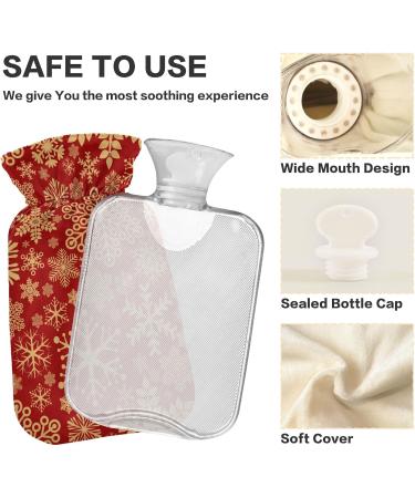 Golden Snowflakes Christmas Hot Water Bottle & Cover - Soft Warm 2L for Winter Comfort - Buy Online on GoSupps.com