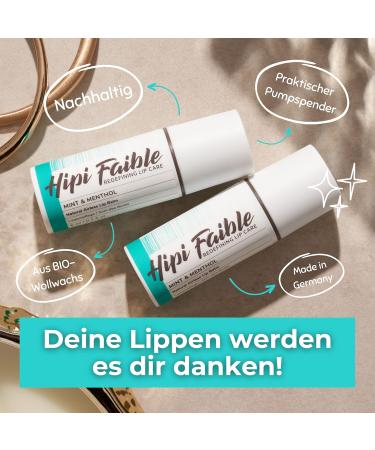 Hipi Faible MINT & MENTHOL Lip Balm - 100% Natural Cosmetic Lip Care - Made in Germany - 6ml Pump Dispenser - International Shipping Available - Buy Online on GoSupps.com