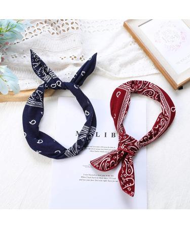 Paisley Twist Bow Wire Headbands for Women - Pack of 6 | Hair Accessories for Workout, Yoga, Running - Bunny Ears Headwraps - Buy Online on GoSupps.com