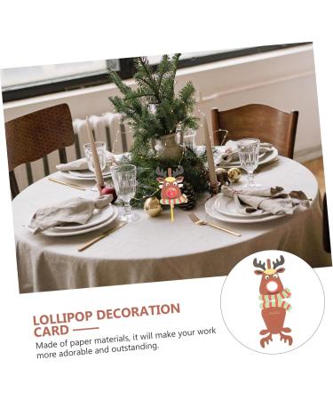 HOLIDYOYO 75 Pcs Lollipop Paper Card Elk Reindeer Candy Holder Xmas Lollipops Sweets for Lollpop - Buy Online on GoSupps.com