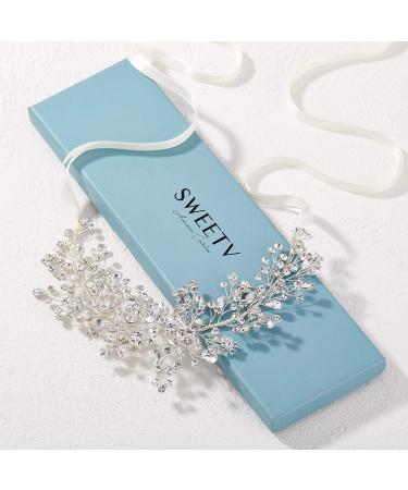 SWEETV Crystal Rhinestone Wedding Headpiece for Bride | Bridal Hair Band Silver - Buy Online on GoSupps.com