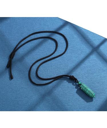 XIANNVXI Healing Crystal Necklace - Hexagonal Point Pendant with Malachite Gemstone - Adjustable Rope Reiki Jewelry for Men and Women - Buy Online on GoSupps.com