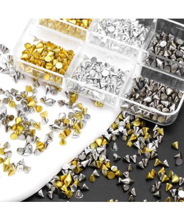 6Grid Metal Rivet Punk Nail Charms - 3 Color Cone Spikes & Gothic Studs for Nail Art & DIY Crafts - Buy Online on GoSupps.com