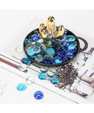 FuturePlusX Flat Glass Marbles 1Lb - 100PCS Premium Blue Mixed Color Flat Gems - Fish Tank Rocks, Vase Filler, Table Scatter Decor - Buy Online on GoSupps.com
