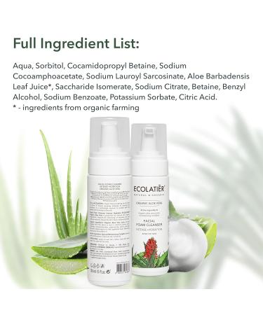 Organic Aloe Vera Facial Foam Cleanser 98.6% Natural Vegan & Hydrating for Sensitive Skin | Intense Hydration Face Wash (5.1 Fl Oz - Buy Online on GoSupps.com