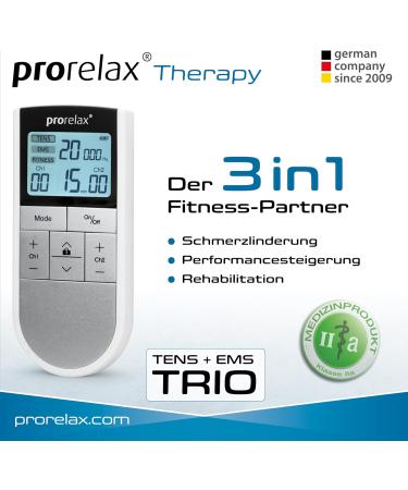 Prorelax Tens/Ems Trio | Electrostimulation Device for Pain Relief Muscle Building & Relaxation | 50 Programs 16 Intensity Levels - Buy Online on GoSupps.com