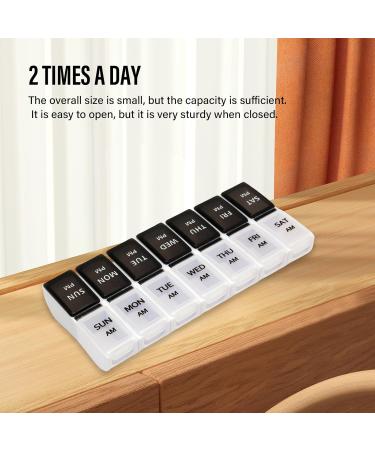Weekly Pill Organizer - 7-Day Detachable Pill Box for Vitamins Fish Oil & Medications - Travel Friendly Black & White Design - Buy Online on GoSupps.com