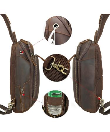 Tiding Men's Leather Shoulder Bag | Crossbody Sling Bag for Outdoor School Sports & Travel - Brown #01 - Buy Online on GoSupps.com