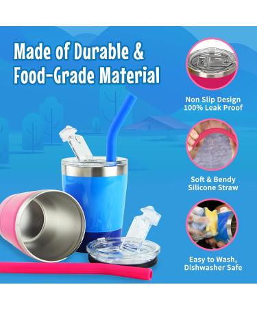 Kichuzl Colorful Straw Cups Pack of 2 - Stainless Steel Toddler Cup Set (Rose/Blue) - Buy Online on GoSupps.com