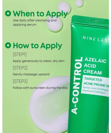 A-Control Azelaic Acid Cream Korean Blemish Clear Moisturizer for Face - Acne-Fighting & Hydrating for Clearer Skin - Blemish Relief Soothing Recovery 1.69oz. - Buy Online on GoSupps.com