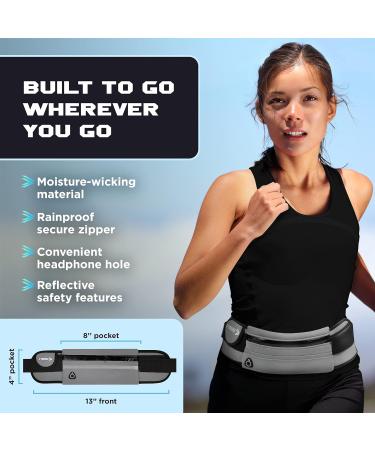 E Tronic Edge Running Belt - Unisex Money and Cell Phone Holder for Hiking - Adjustable Waist Pouch in Black - Buy Online on GoSupps.com
