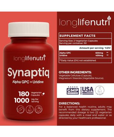 LongLifeNutri Grapefruit Seed Extract 500 mg + Synaptiq (Alpha GPC + Uridine Monophosphate 1000 mg) Bundle - 180 + 180 Capsules Focus & Productivity Energy & Balance GMP Certified Made in USA - Buy Online on GoSupps.com