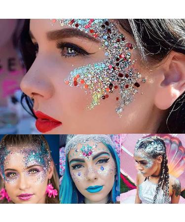 MEICOLY White Body Glitter Gel - Self-Adhesive Chunky Glitter for Face, Eyes, Lips, Hair, Nails - 50g Mermaid Sequins Sparkling Festival Rave Accessories - Women's Glitter Face Paint - Buy Online on GoSupps.com