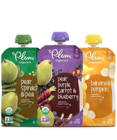 Plum Organics Stage 2 Baby Food Pouches - Fruit & Veggie Variety Pack, 3.5 oz, 18 Pack - Organic & Fresh for Babies & Toddlers - Buy Online on GoSupps.com