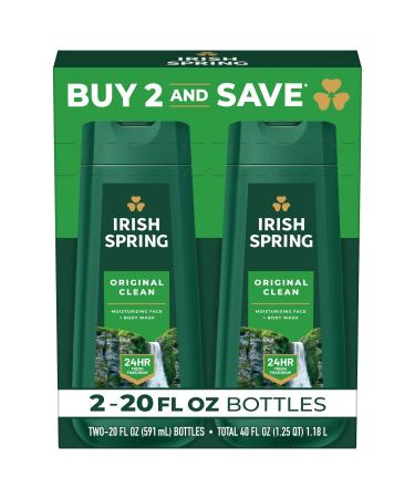 Irish Spring Original Clean Body Wash for Men, 20 Fl Oz (Pack of 2) Original 20 Fl Oz (Pack of 2)