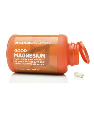 Mt. Angel Vitamins - Good Magnesium Magnesium Plus Herbs Nervous System Support (250 Vegetarian Capsules)