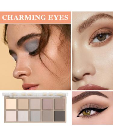 10 Colors Eyeshadow Palette Matte Nude Eye Makeup Palette Ultra-Blendable Long Lasting High Pigmented Waterproof Nudes Neutral Smooth Eye Shadow Palette for Women Natural Charming Looking #04 2Pcs - Buy Online on GoSupps.com