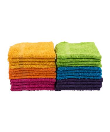 Contemporary Home Living Set of 24 Assorted Bright Colored Premium Washcloths  12