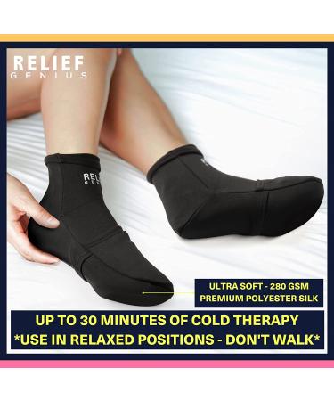 Relief Genius Cold Therapy Socks with Reusable Gel Ice Packs - Relief from Sprains, Muscle Pain, Bruises & More - Black, Small/Medium (1 Pair) - Buy Online on GoSupps.com