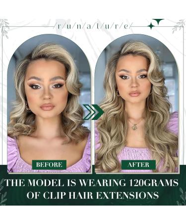 Runature Clip In Extensions - Real Hair Brown & Blonde Seamless 30cm 120g - Remy Hair 3pcs #8P60 - Buy Online on GoSupps.com