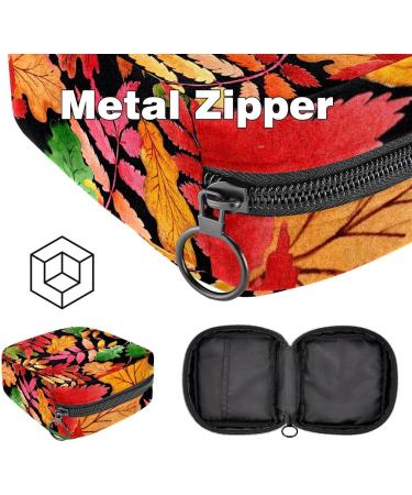 Menstruation Pad Bag with Zipper | Women's Napkin & Tampon Bags - Stylish Eco-Friendly Designs (Maple Leaf Green Red) - Buy Online on GoSupps.com