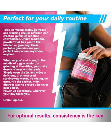 Creatine for Women Gummies Micronized Creatine Monohydrate + Myo-Inositol Collagen Peptides BCAAs Hyaluronic Acid Vitamin B6 B12 Zinc for En rgy F cus H rmonal Balance Sugar Free 120 Counts 60 Count (Pack of 2) - Buy Online on GoSupps.com