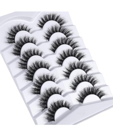 Shop 8D Fluffy Cat Eye Fake Lashes - Natural Look Faux Mink Eyelashes | 7 Pairs D Curl Wispy Lashes for Stunning Extensions - Buy Online on GoSupps.com